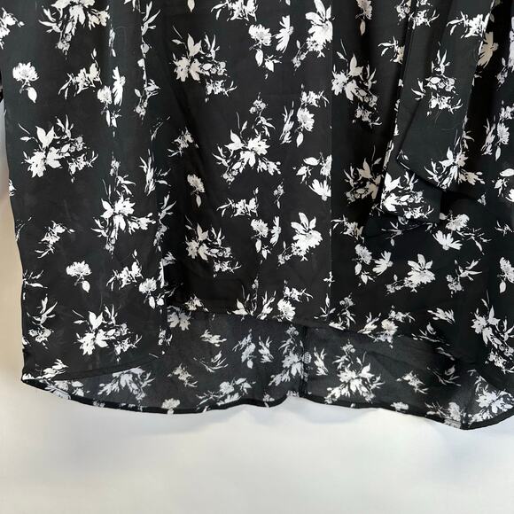 Torrid Georgette Tie Front Cold Shoulder Black Floral Blouse Womens Plus 1 - Picture 7 of 13
